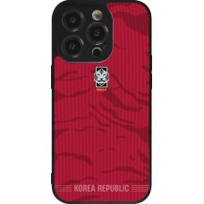 Coque iPhone 14 Pro - Silicone rigide noir Maillot de football Corée du Sud 2026 personnalisable