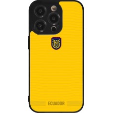 Coque iPhone 14 Pro - Silicone rigide noir Maillot de football Équateur 2026 personnalisable