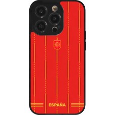 Coque iPhone 14 Pro - Silicone rigide noir Maillot de football Espagne 2026 personnalisable