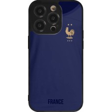 Coque iPhone 14 Pro - Silicone rigide noir Maillot de football France 2022 personnalisable