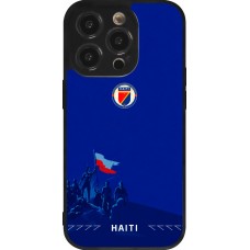 Coque iPhone 14 Pro - Silicone rigide noir Maillot de football Haiti 2026 personnalisable