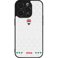 Coque iPhone 14 Pro - Silicone rigide noir Maillot de football Irak 2026 personnalisable