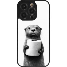 iPhone 14 Pro Case Hülle - Silikon schwarz Otter Toilettenpapier