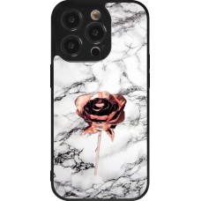 iPhone 14 Pro Case Hülle - Silikon schwarz Marble Rose Gold