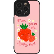 Coque iPhone 14 Pro - Silicone rigide noir Mom 2026 Berry best