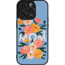 Coque iPhone 14 Pro - Silicone rigide noir Mom 2026 Flowers