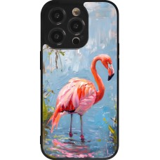 Coque iPhone 14 Pro - Silicone rigide noir Paint Flamingo