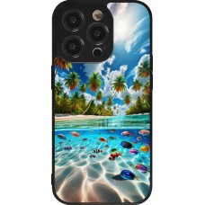 Coque iPhone 14 Pro - Silicone rigide noir Plage Paradis