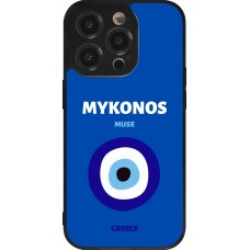 iPhone 14 Pro Case Hülle - Silikon schwarz Pop Summer Destination Mykonos
