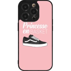 Coque iPhone 14 Pro - Silicone rigide noir princesse en basket