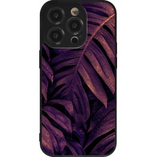 iPhone 14 Pro Case Hülle - Silikon schwarz Purple Light Leaves