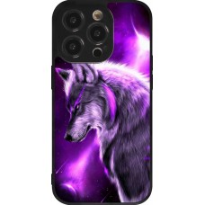 iPhone 14 Pro Case Hülle - Silikon schwarz Purple Sky Wolf