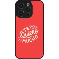 Coque iPhone 14 Pro - Silicone rigide noir Saint Valentines Day 26 Te quiero mucho