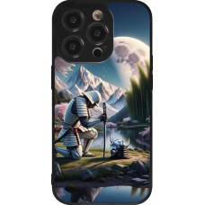 iPhone 14 Pro Case Hülle - Silikon schwarz Samurai Katana Mond