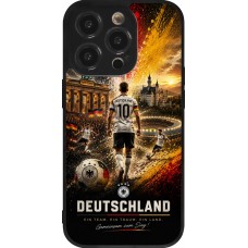 Coque iPhone 14 Pro - Silicone rigide noir Football Allemagne splash 2026