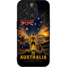 Coque iPhone 14 Pro - Silicone rigide noir Football Australie splash 2026