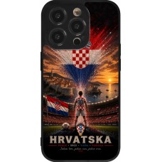 Coque iPhone 14 Pro - Silicone rigide noir Football Croatie splash 2026