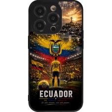 Coque iPhone 14 Pro - Silicone rigide noir Football Équateur splash 2026