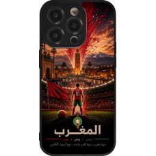 Coque iPhone 14 Pro - Silicone rigide noir Football Maroc splash 2026