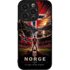 Coque iPhone 14 Pro - Silicone rigide noir Football Norvège splash 2026