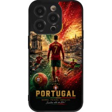 Coque iPhone 14 Pro - Silicone rigide noir Football Portugal splash 2026