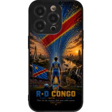 Coque iPhone 14 Pro - Silicone rigide noir Football République démocratique du Congo splash 2026