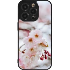 Coque iPhone 14 Pro - Silicone rigide noir Cherry tree 2026