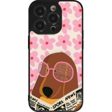 Coque iPhone 14 Pro - Silicone rigide noir Dog with newspaper 2026