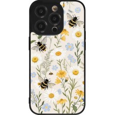 Coque iPhone 14 Pro - Silicone rigide noir Pattern bees 2026