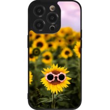 Coque iPhone 14 Pro - Silicone rigide noir Sunflower with glasses 2026