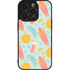 Coque iPhone 14 Pro - Silicone rigide noir Summer 2025 Pattern citron