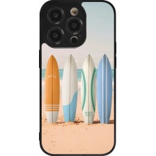 Coque iPhone 14 Pro - Silicone rigide noir Summer surfboard 2025