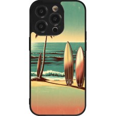 Coque iPhone 14 Pro - Silicone rigide noir Surf Paradise