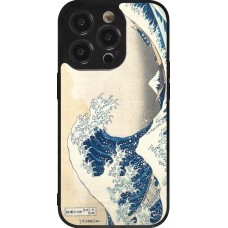 Coque iPhone 14 Pro - Silicone rigide noir Tableau art - La Grande Vague de Kanagawa - Hokusai