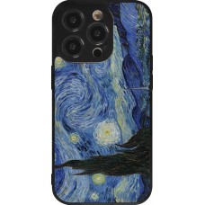 Coque iPhone 14 Pro - Silicone rigide noir Tableau art - La Nuit étoilée - Van Gogh