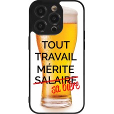 Coque iPhone 14 Pro - Silicone rigide noir Tout travail mérite sa bière