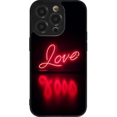 Coque iPhone 14 Pro - Silicone rigide noir Valentine 2025 Neon Love