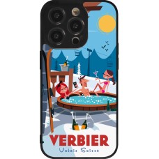 Coque iPhone 14 Pro - Silicone rigide noir Verbier Mountain Jacuzzi