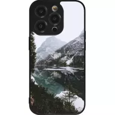iPhone 14 Pro Case Hülle - Silikon schwarz Winter 22 snowy mountain and lake