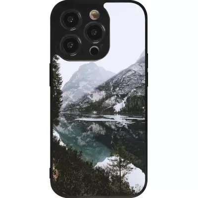 iPhone 14 Pro Case Hülle - Silikon schwarz Winter 22 snowy mountain and lake