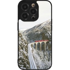 Coque iPhone 14 Pro - Silicone rigide noir Winter 25 Winter polar express