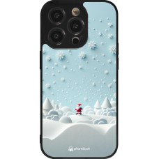 Coque iPhone 14 Pro - Silicone rigide noir Noël 2023 Petit Père Flocon