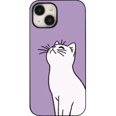 Coque iPhone 15 - Chat sur fond violet