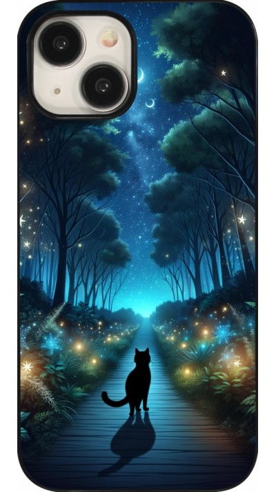 iPhone 15 Case Hülle - Schwarze Katze Spaziergang