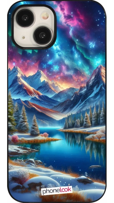 Coque iPhone 15 - Fantasy Mountain Lake Sky Stars