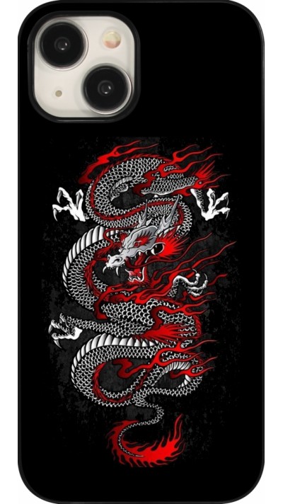 Coque iPhone 15 - Japanese style Dragon Tattoo Red Black