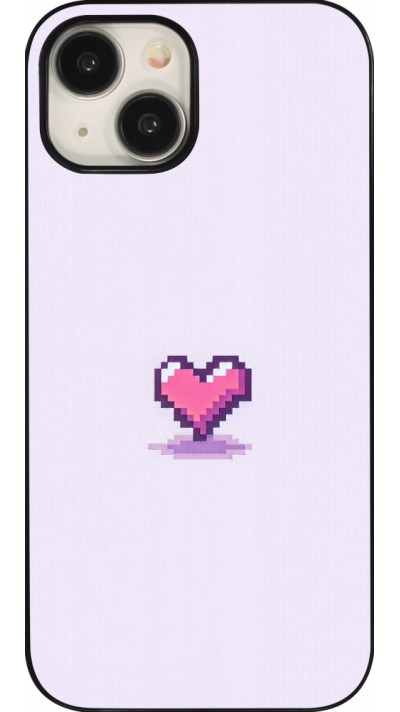 Coque iPhone 15 - Pixel Coeur Violet Clair