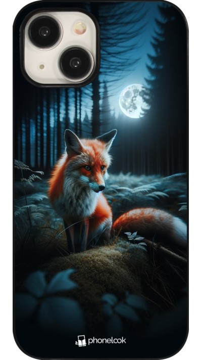 Coque iPhone 15 - Renard lune forêt