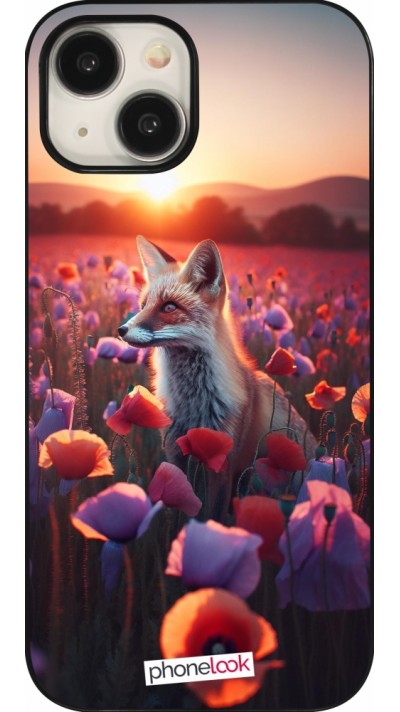 iPhone 15 Case Hülle - Purpurroter Fuchs bei Dammerung