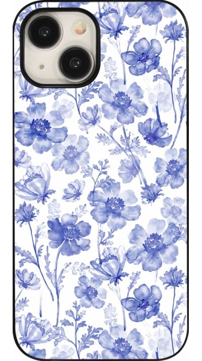 Coque iPhone 15 - Spring 23 watercolor blue flowers